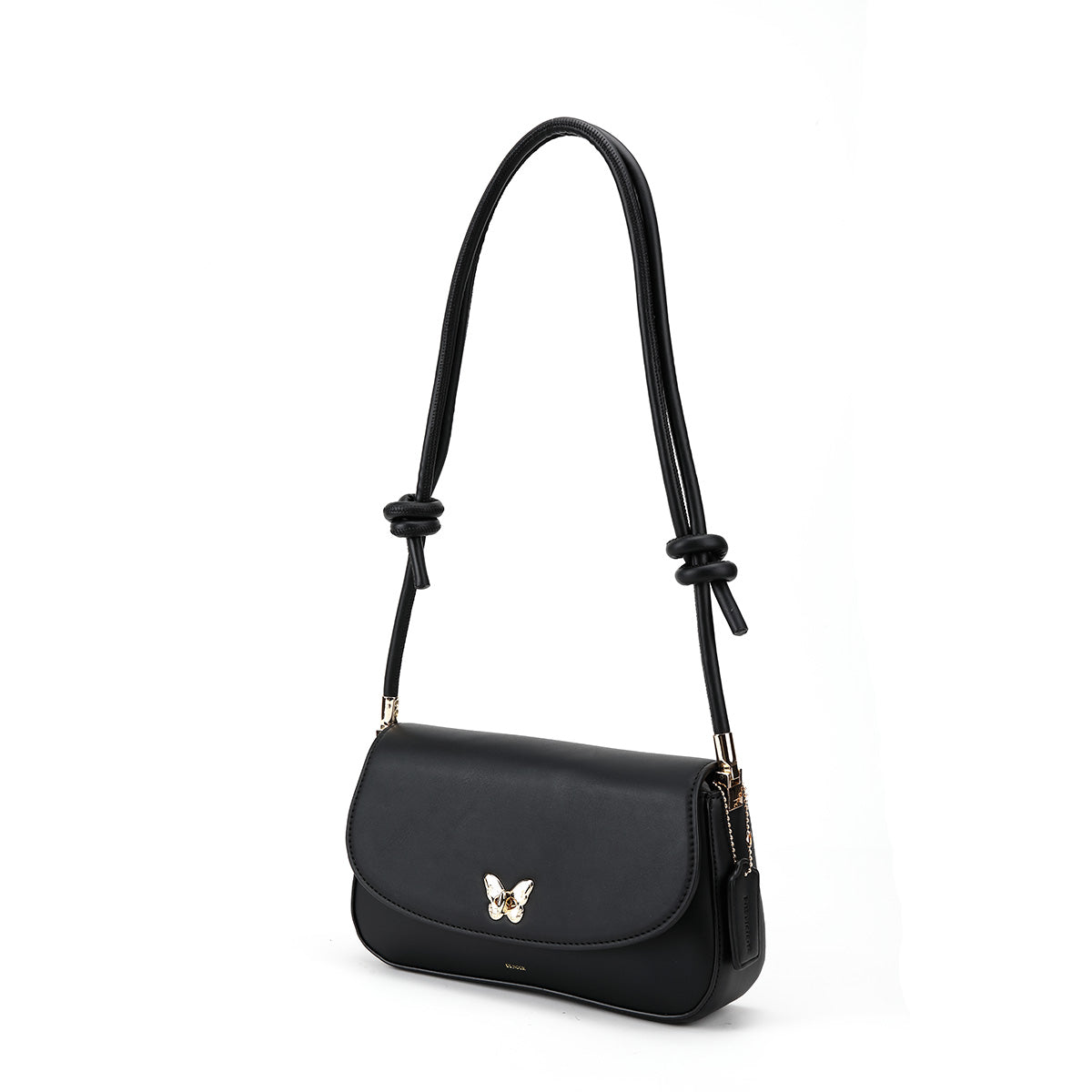 Denour Black Butterfly Baguette Bag
