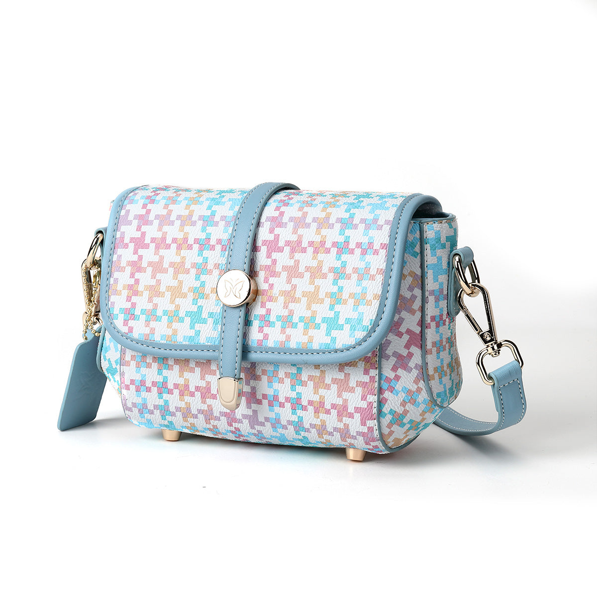 Denour Pastel Houndstooth Mini Satchel