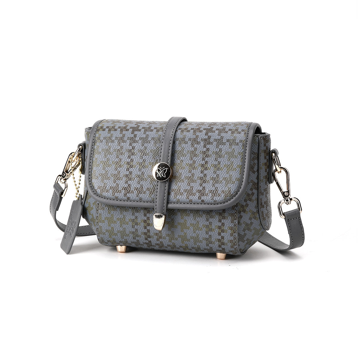 Denour Grey Houndstooth Mini Satchel