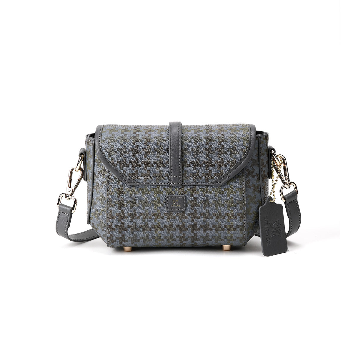 Denour Grey Houndstooth Mini Satchel