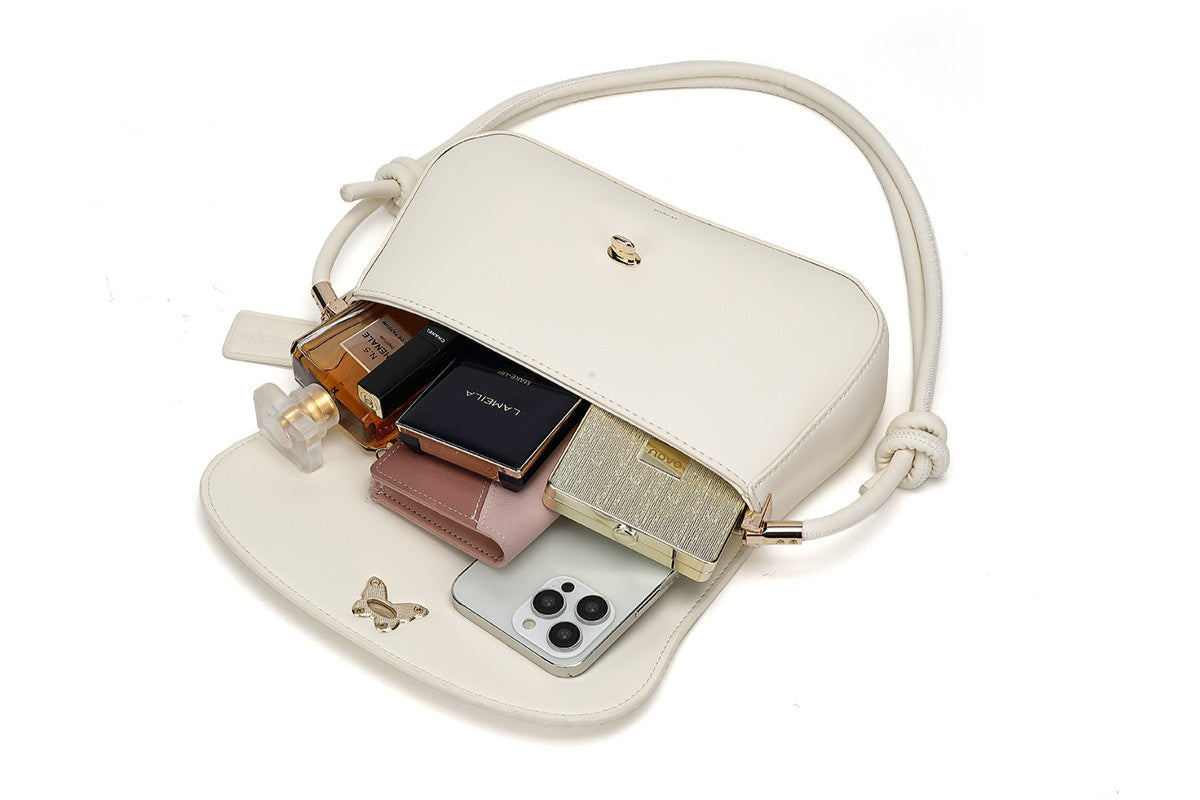 Denour Butterfly Ivory Mini Baguette Bag