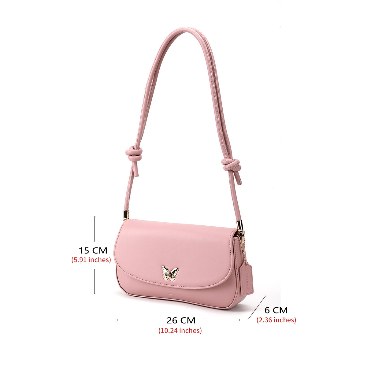Denour Pink Butterfly Baguette Bag