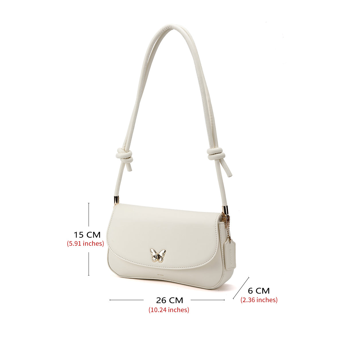 Denour Butterfly Ivory Mini Baguette Bag