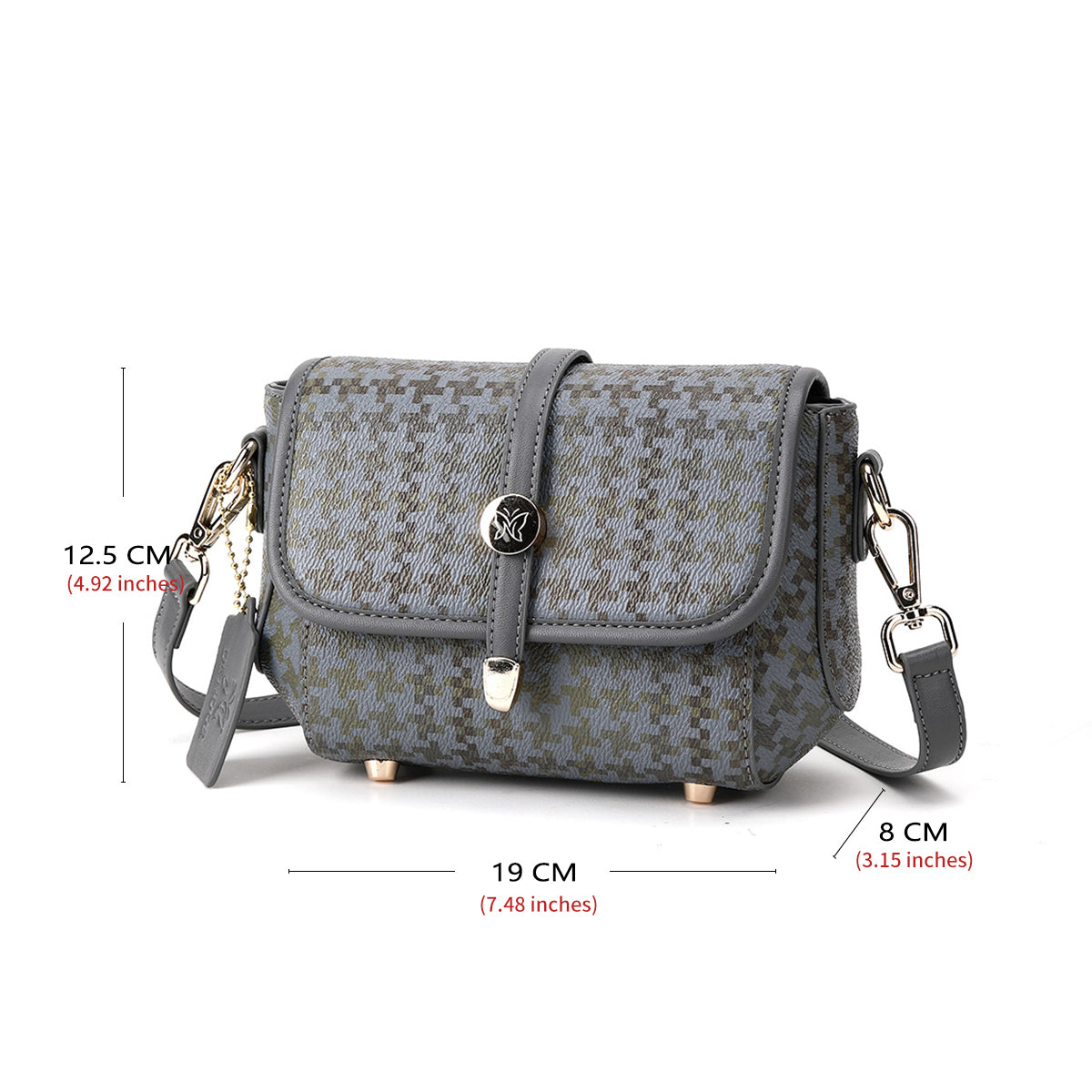 Denour Grey Houndstooth Mini Satchel