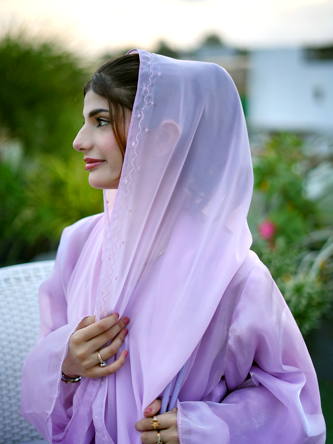 J’Nour Pastel Pink Satin Abaya