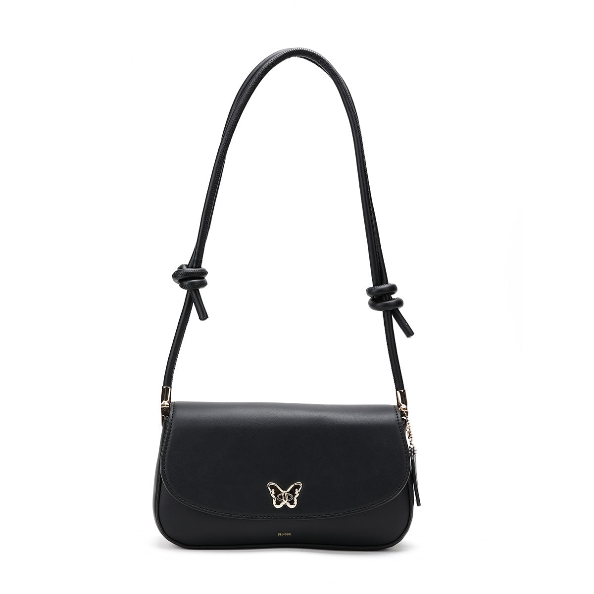 Denour Black Butterfly Baguette Bag