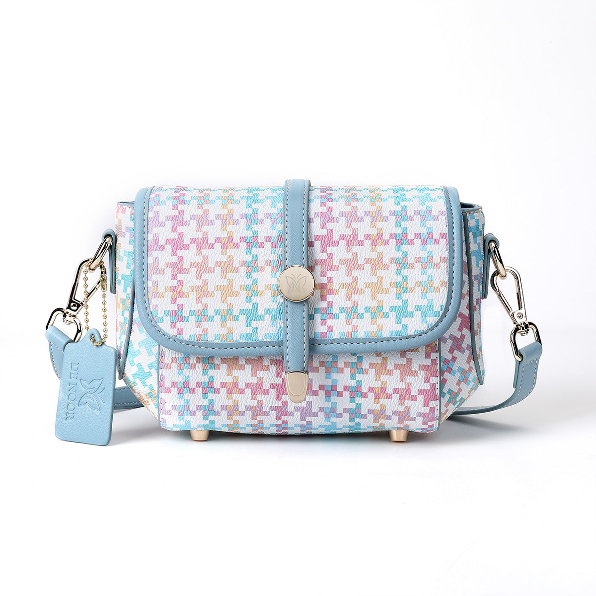 Denour Pastel Houndstooth Mini Satchel