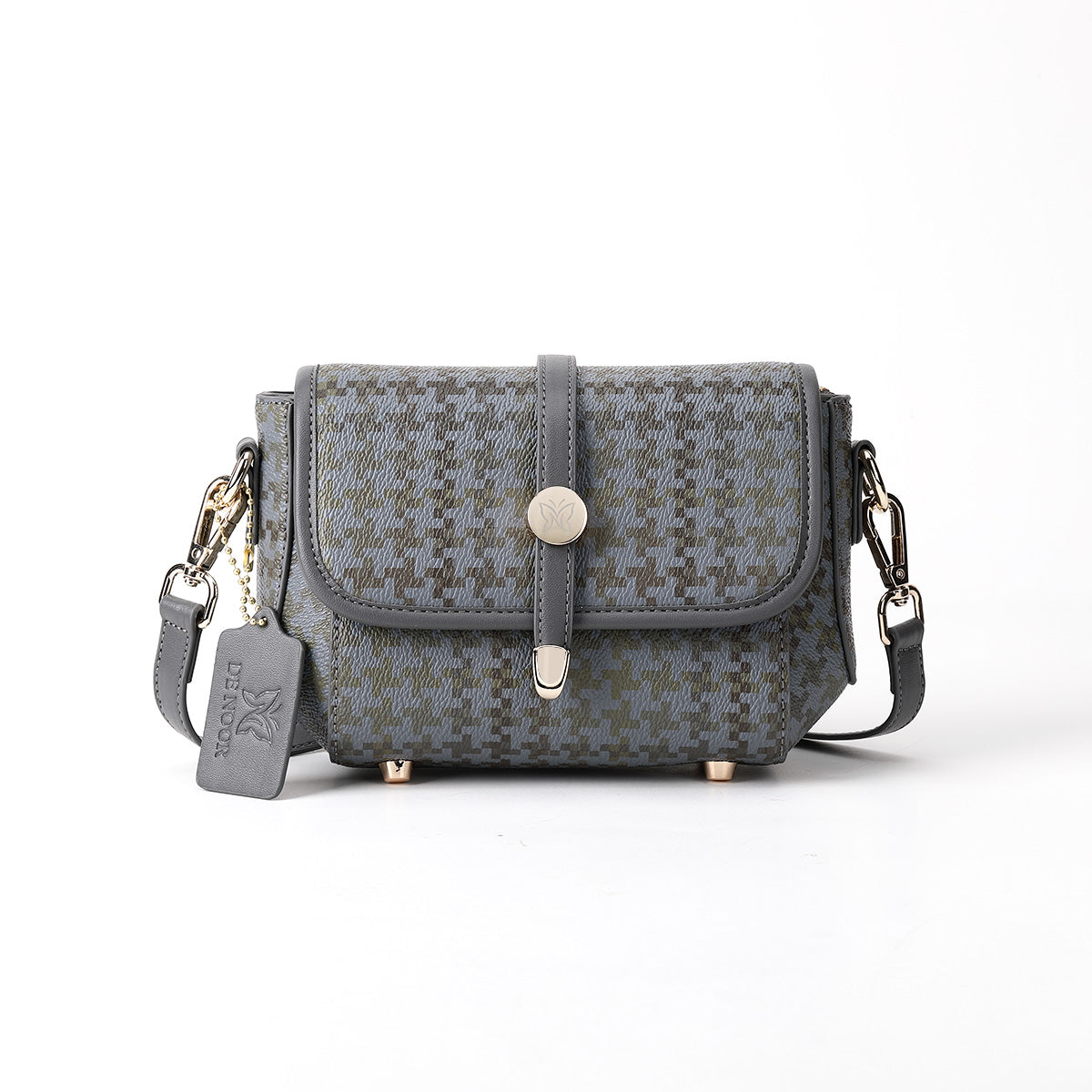 Denour Grey Houndstooth Mini Satchel