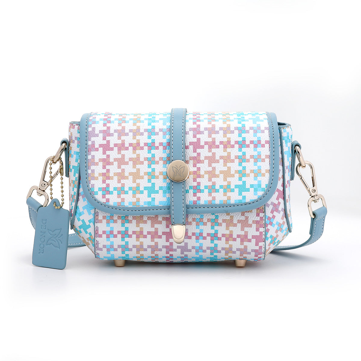 Denour Pastel Houndstooth Mini Satchel