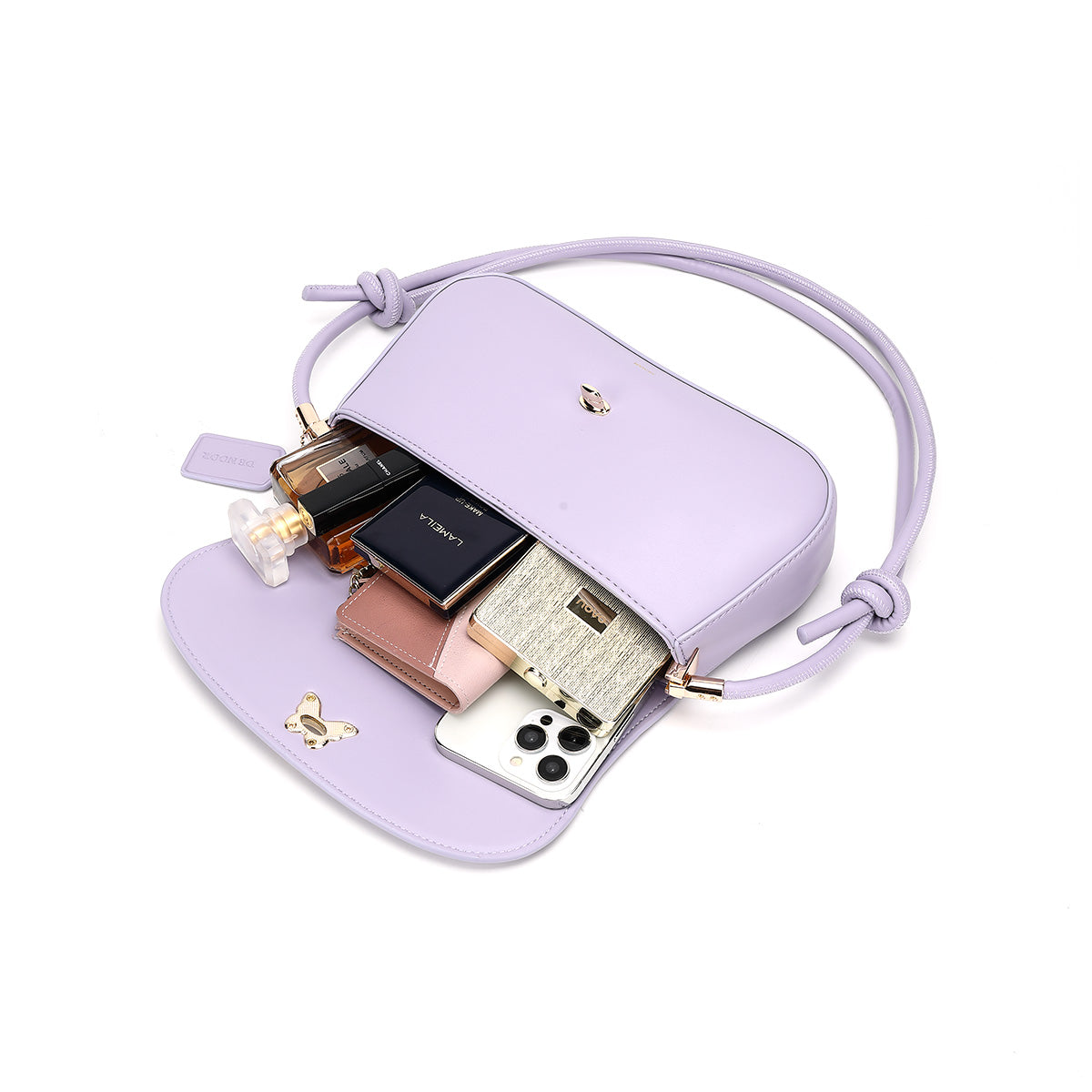 Denour Lavender Butterfly Baguette Bag
