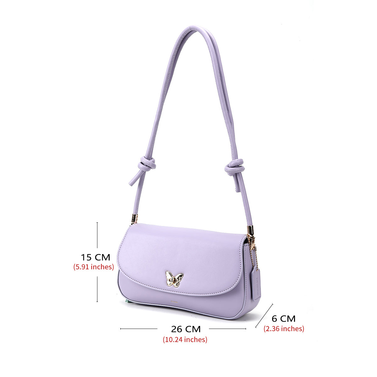 Denour Lavender Butterfly Baguette Bag