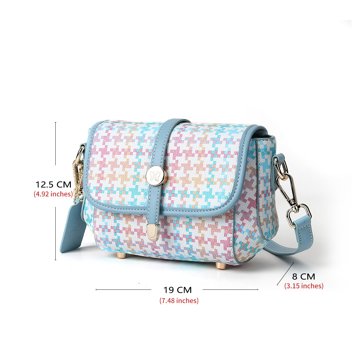 Denour Pastel Houndstooth Mini Satchel