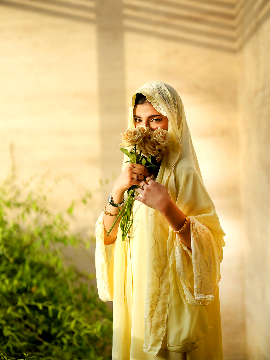 Sunny Lace Elegance – J’Nour Yellow Abaya