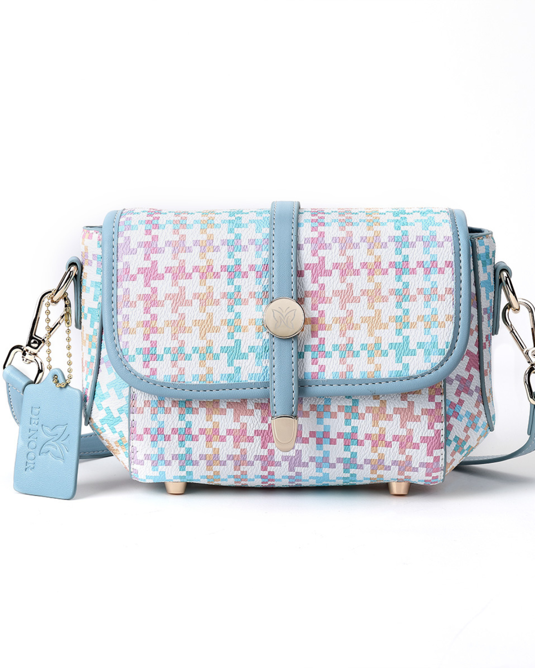 Denour Pastel Houndstooth Mini Satchel