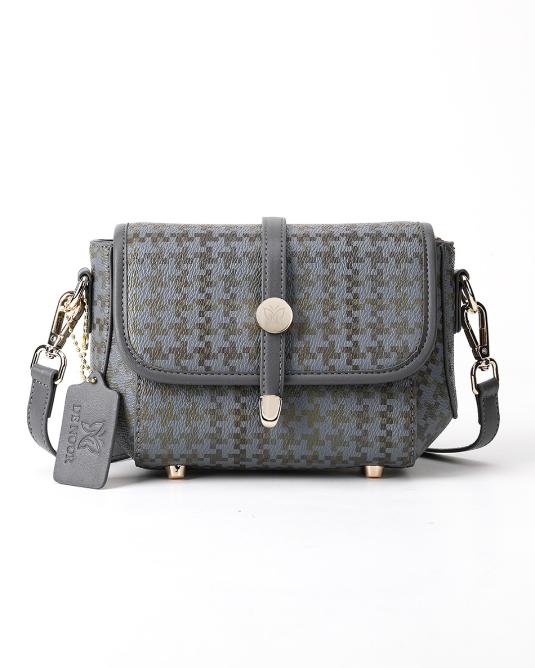 Denour Grey Houndstooth Mini Satchel