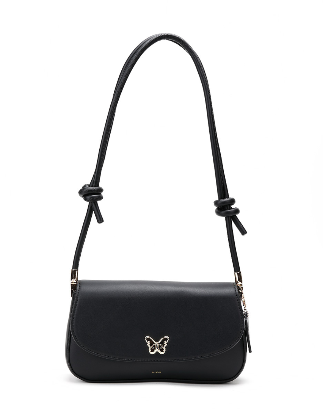 Denour Black Butterfly Baguette Bag
